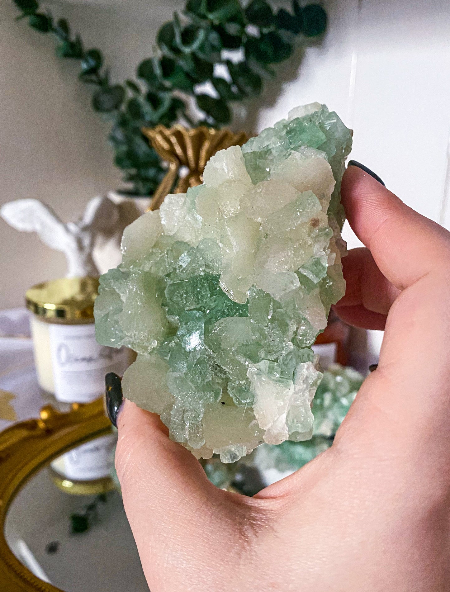 Green Apophyllite | Stilbite Inclusions | India