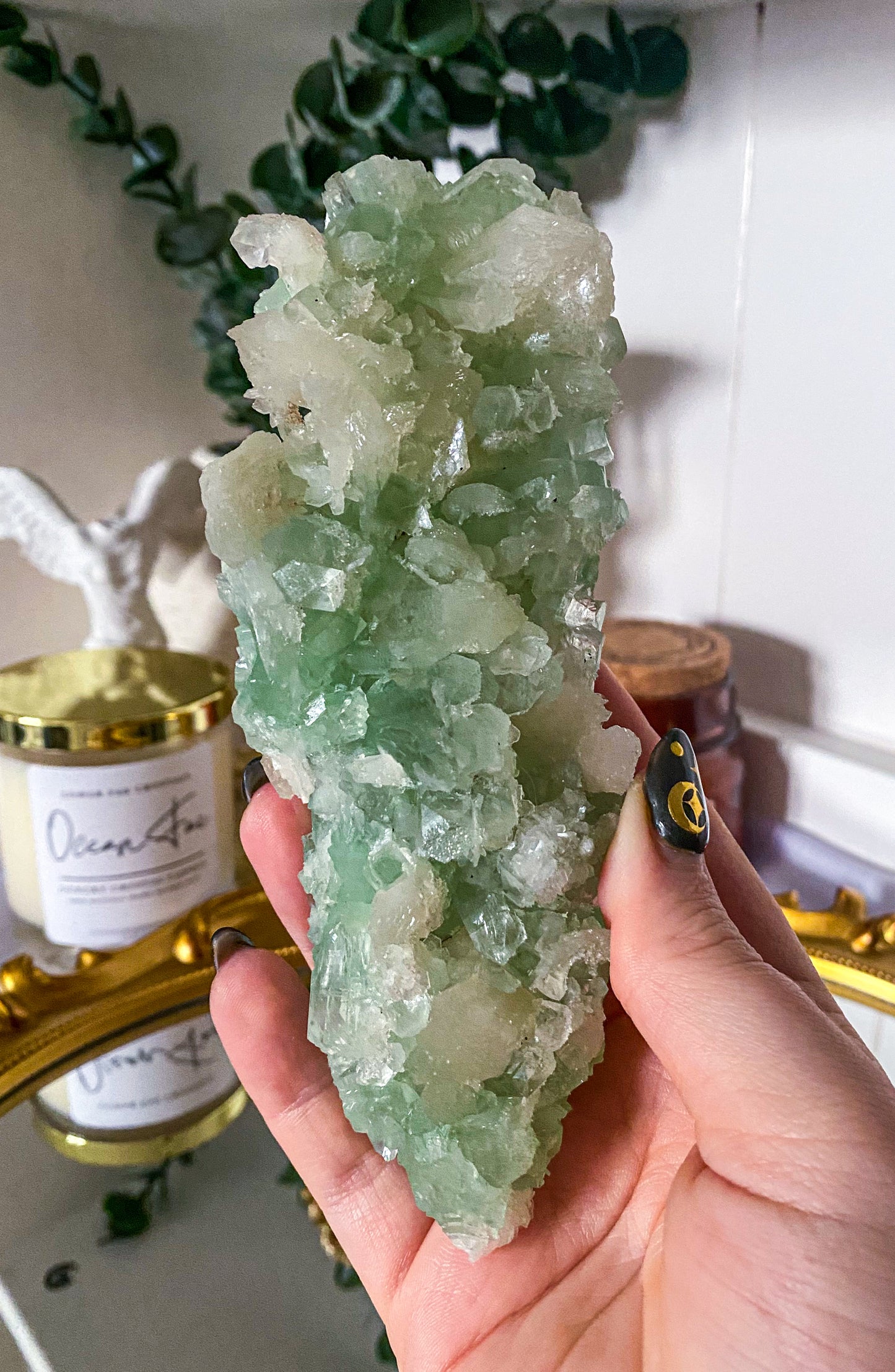 Green Apophyllite | Stilbite Inclusions | India