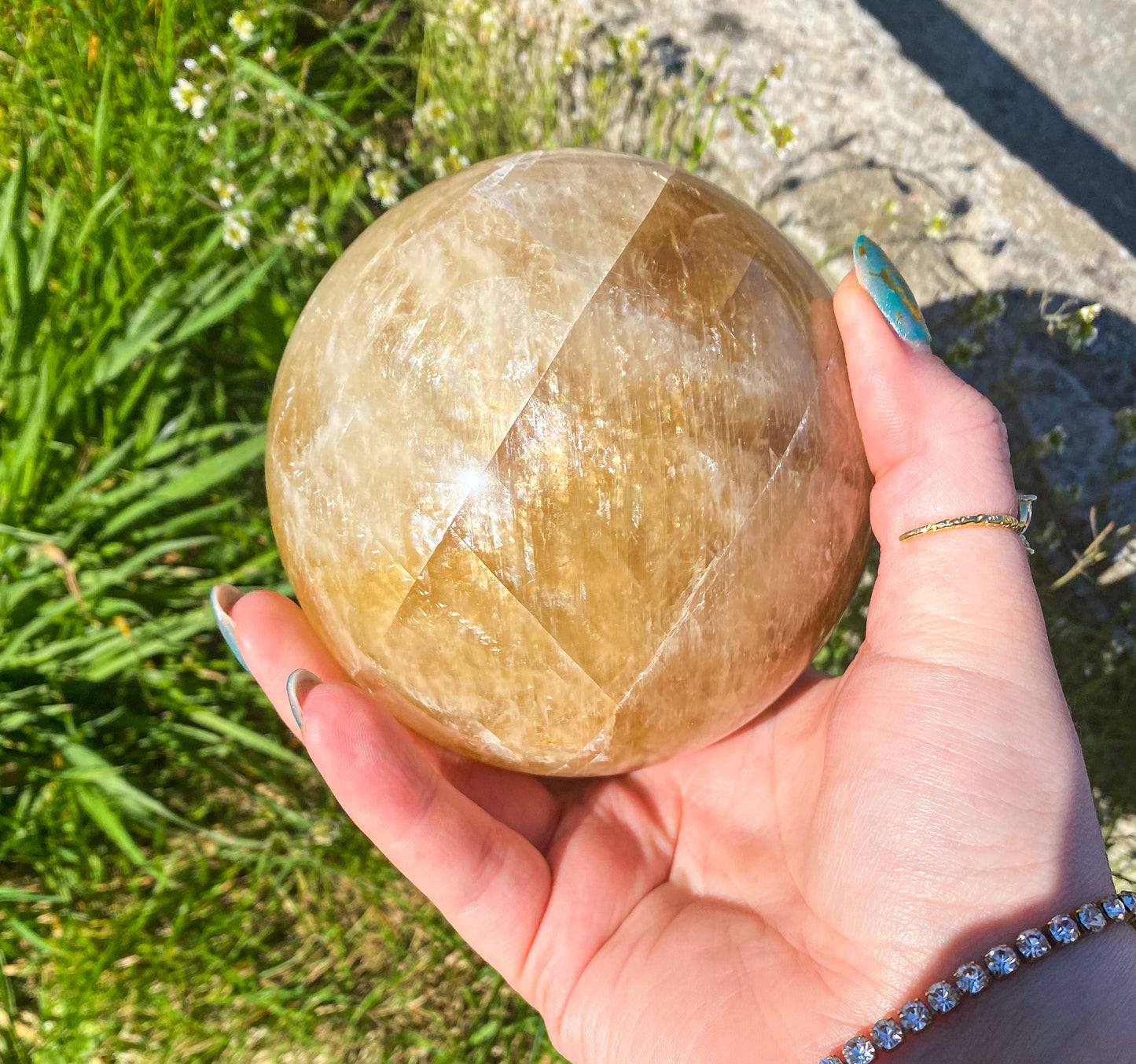 Honey Calcite Sphere | Large