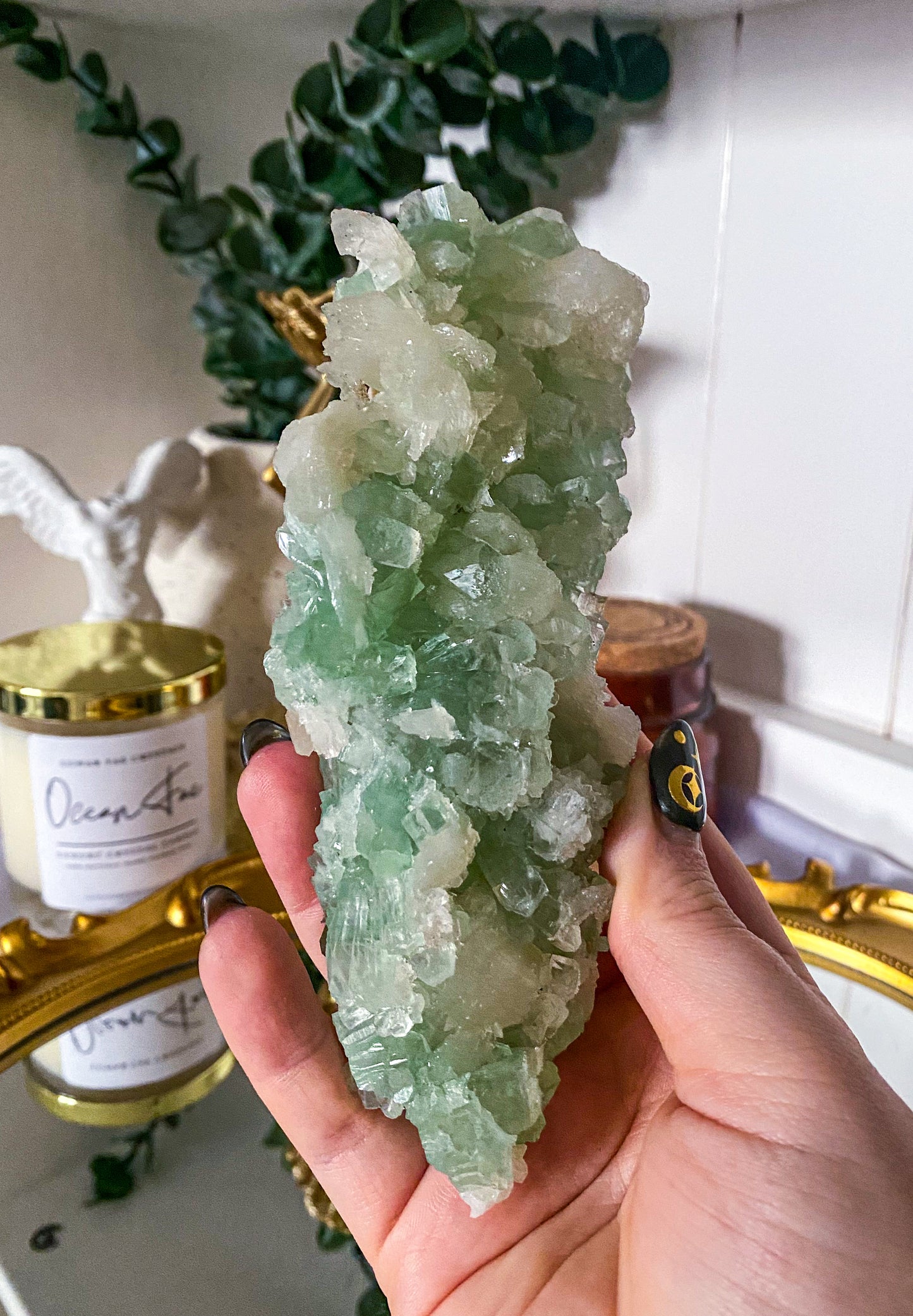 Green Apophyllite | Stilbite Inclusions | India