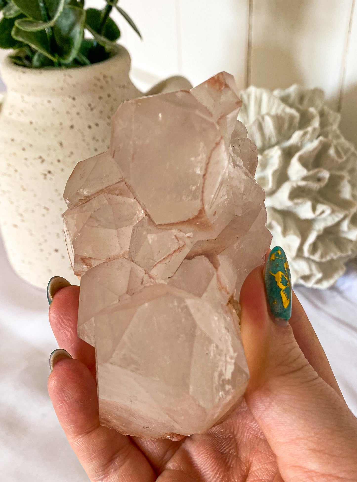 Quartz Cluster With Pink Hematite | Brazil