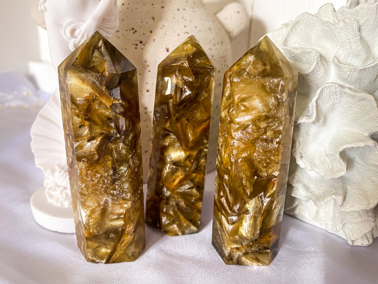 Golden Lepidolite Points