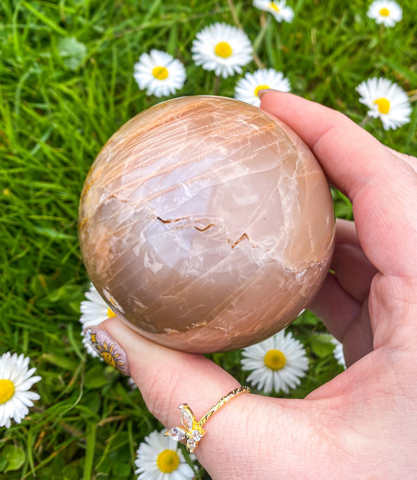 Peach Moonstone Spheres