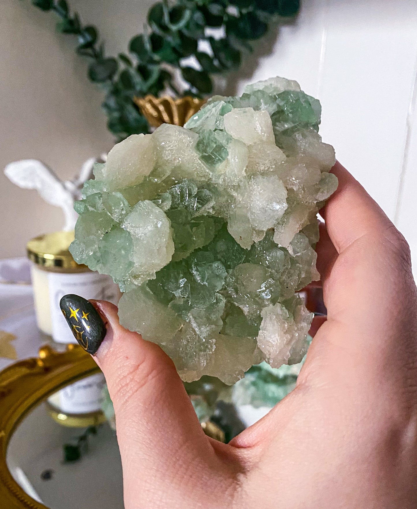 Green Apophyllite | Stilbite Inclusions | India