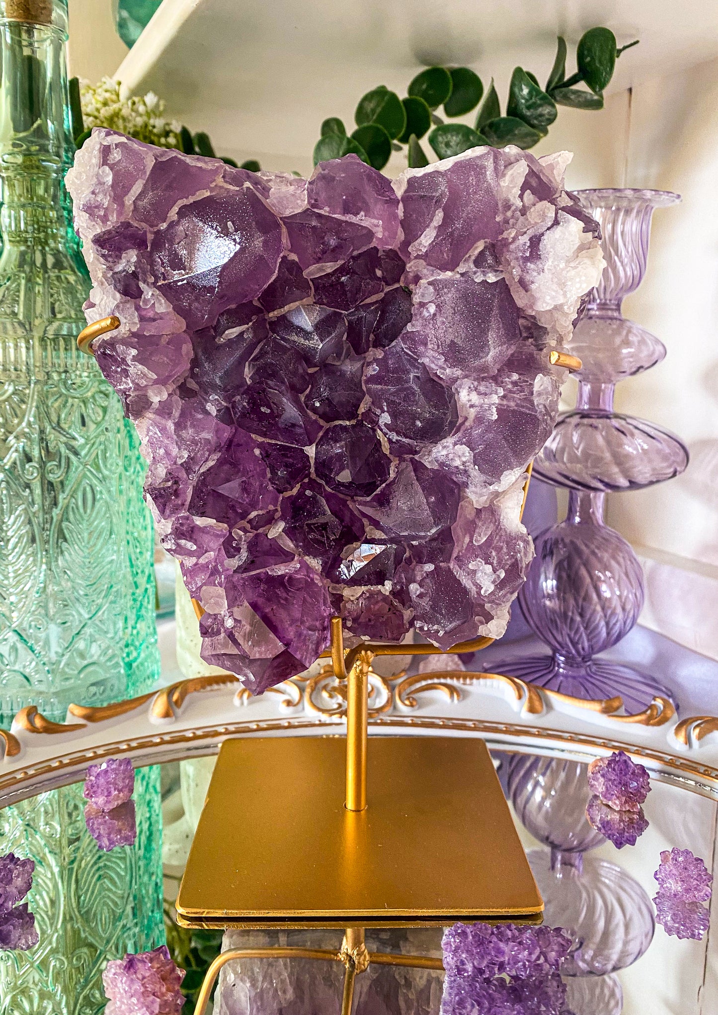 Thistle | Sugar Amethyst Cluster On Stand | Brazil