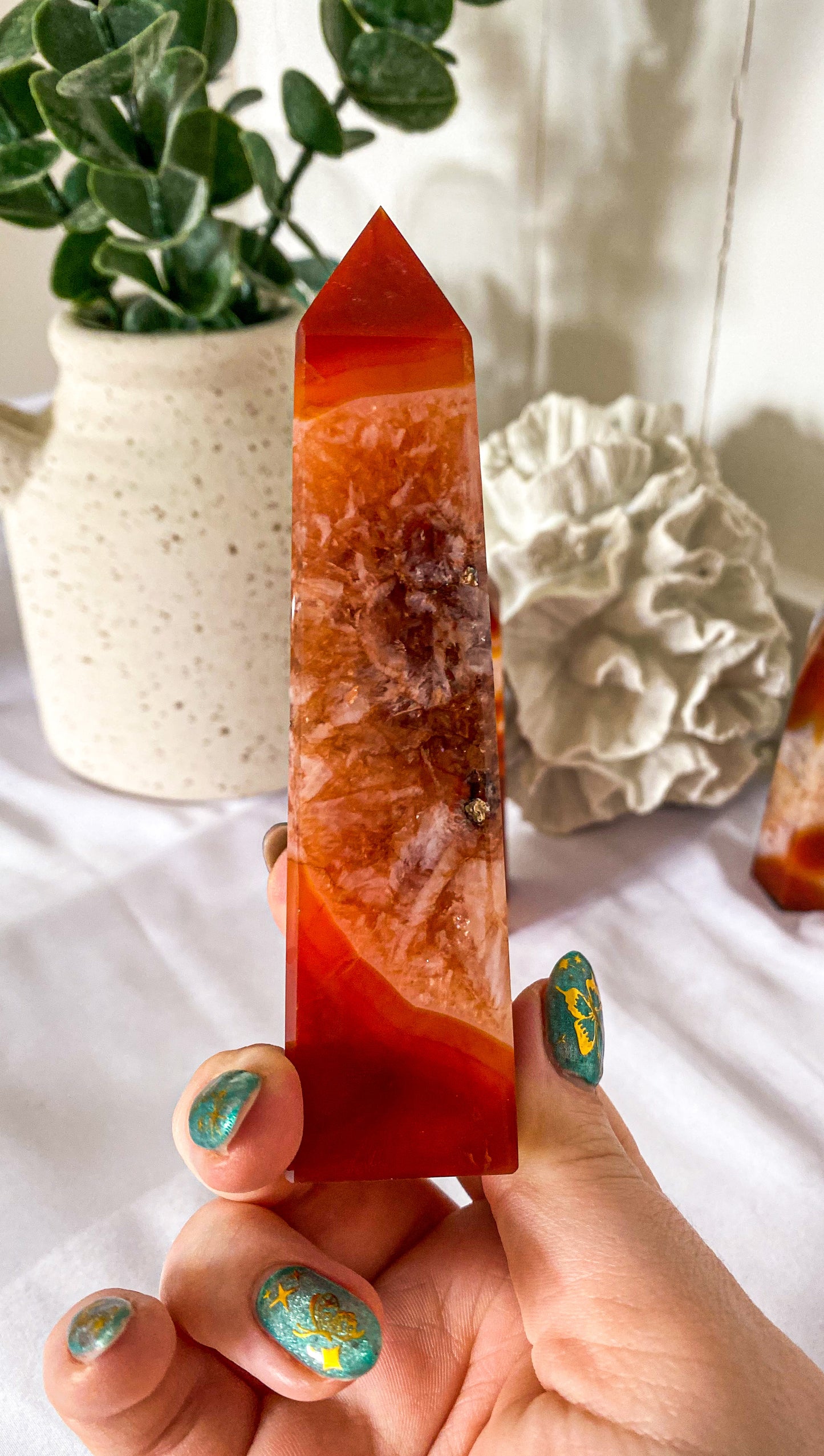 Carnelian With Agate Points