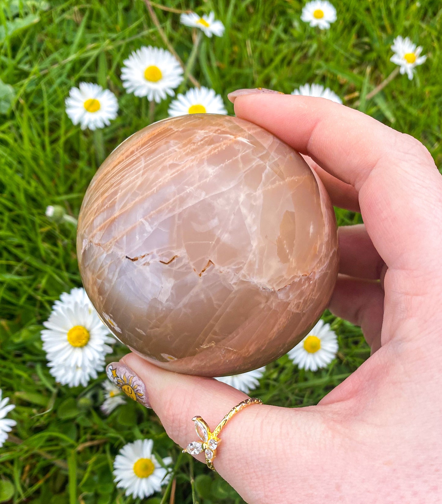 Peach Moonstone Spheres