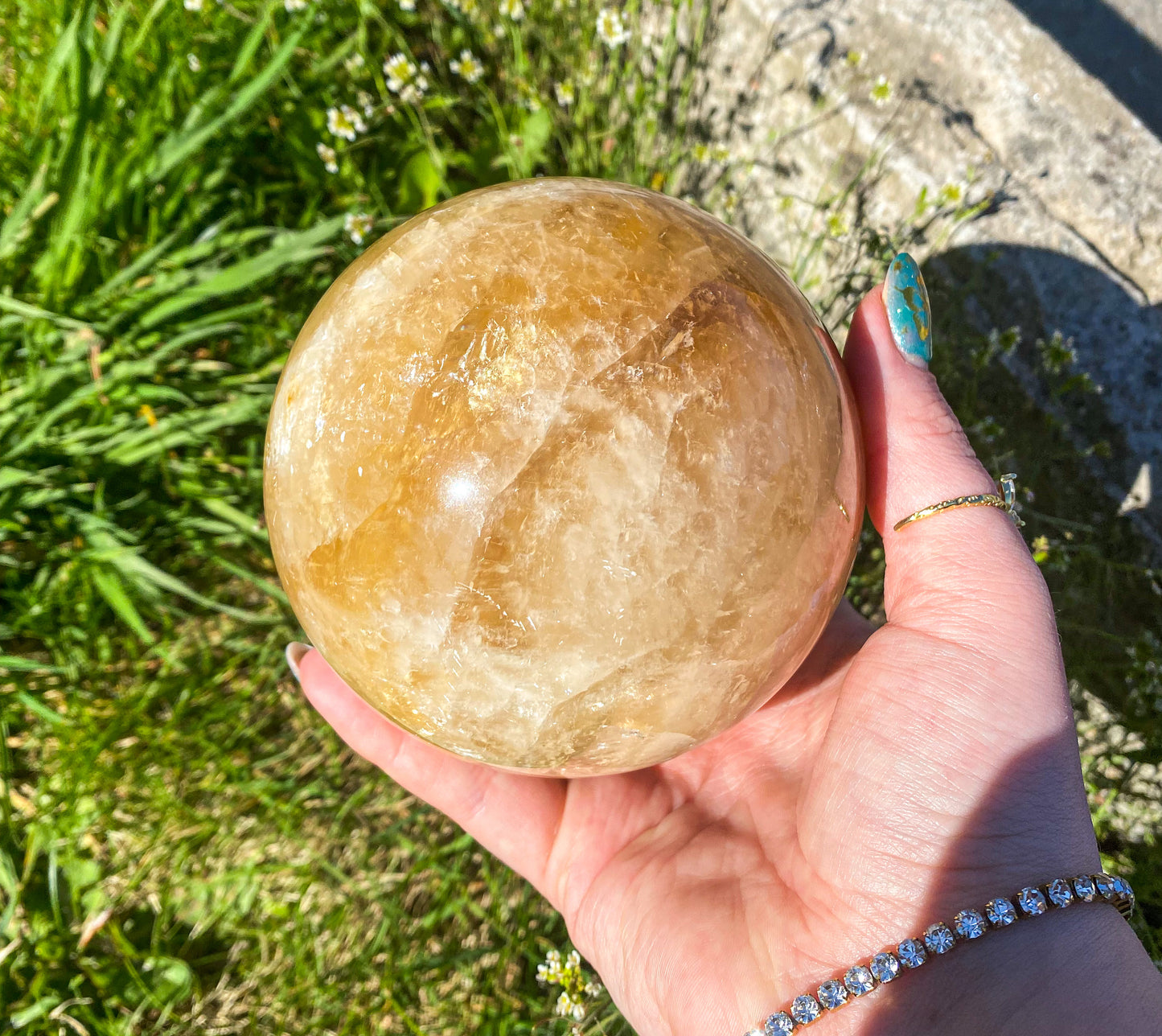 Honey Calcite Sphere | Large