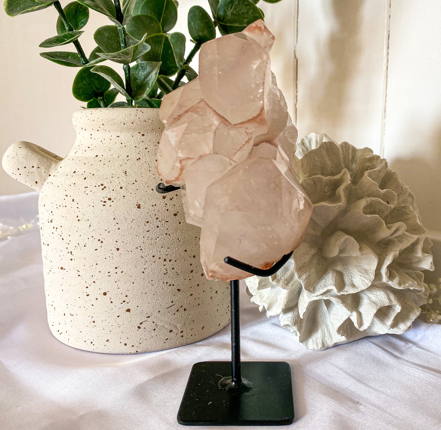 Quartz Cluster With Pink Hematite | Brazil